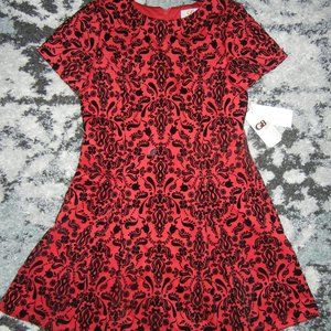 Beautiful Red and Black Velvet Dress Size 110 or 12 NWT Valentine Holiday Formal